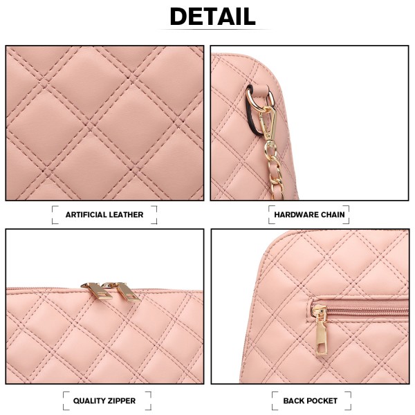 LB6920 - Miss Lulu Quilted Shoulder Cross Body Bag - Pink LB6920 - Miss Lulu Quilted Shoulder Cross Body Bag - Pink