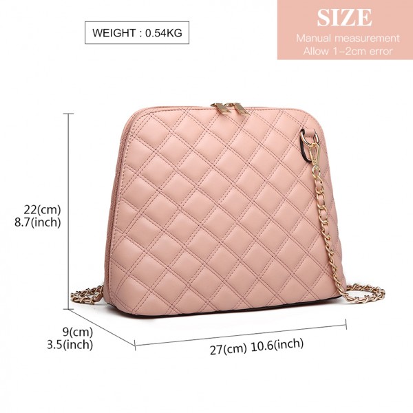 LB6920 - Miss Lulu Quilted Shoulder Cross Body Bag - Pink LB6920 - Miss Lulu Quilted Shoulder Cross Body Bag - Pink