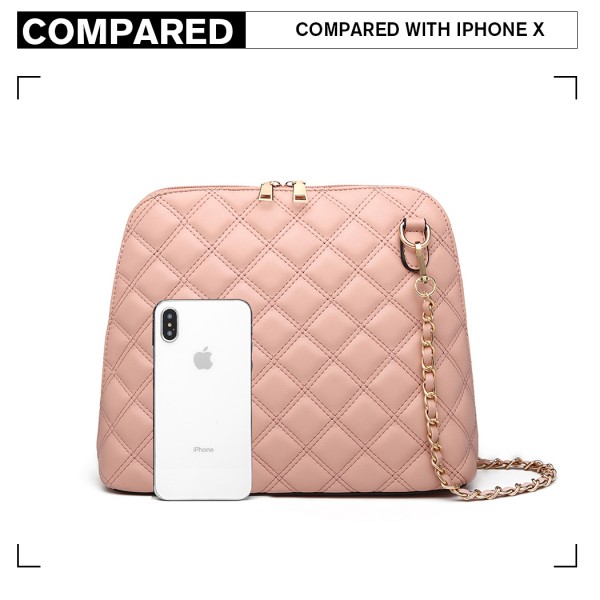 LB6920 - Miss Lulu Quilted Shoulder Cross Body Bag - Pink LB6920 - Miss Lulu Quilted Shoulder Cross Body Bag - Pink