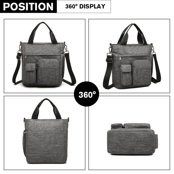 LB6923 - Kono Multi-Compartment Tote Shoulder Bag - Grey LB6923 - Kono Multi-Compartment Tote Shoulder Bag - Grey