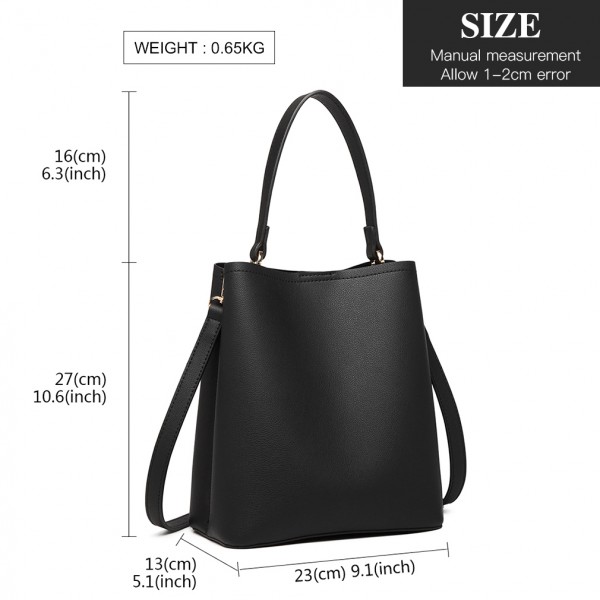 LB6926 - Miss Lulu Sanft Lederoptik Handtasche - Schwarz