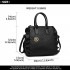 LD1842-MISS LULU FAUX LEATHER QUILTED TWILL TOTE HANDBAGS BLACK