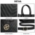 LD1842-MISS LULU FAUX LEATHER QUILTED TWILL TOTE HANDBAGS BLACK