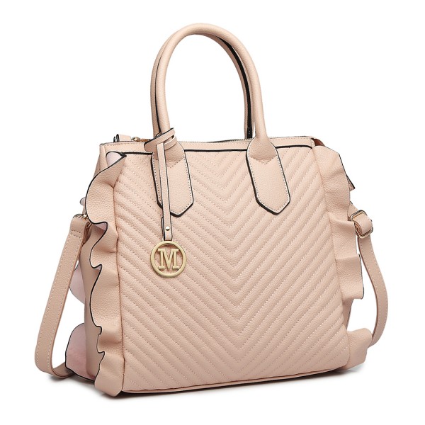 LD1842-MISS LULU FAUX LEATHER QUILTED TWILL TOTE HANDBAGS NUDE LD1842-MISS LULU FAUX LEATHER QUILTED TWILL TOTE HANDBAGS NUDE