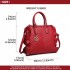 LD1842-MISS LULU FAUX LEATHER QUILTED TWILL TOTE HANDBAGS RED LD1842-MISS LULU FAUX LEATHER QUILTED TWILL TOTE HANDBAGS RED