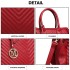 LD1842-MISS LULU FAUX LEATHER QUILTED TWILL TOTE HANDBAGS RED LD1842-MISS LULU FAUX LEATHER QUILTED TWILL TOTE HANDBAGS RED