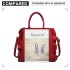 LD1842-MISS LULU FAUX LEATHER QUILTED TWILL TOTE HANDBAGS RED LD1842-MISS LULU FAUX LEATHER QUILTED TWILL TOTE HANDBAGS RED