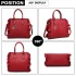 LD1842-MISS LULU FAUX LEATHER QUILTED TWILL TOTE HANDBAGS RED LD1842-MISS LULU FAUX LEATHER QUILTED TWILL TOTE HANDBAGS RED
