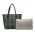 LD6825 - Miss Lulu Check Pattern Reversible 2 Piece Tote and Clutch Bag Set - Green LD6825 - Miss Lulu Check Pattern Reversible 2 Piece Tote and Clutch Bag Set - Green