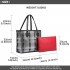 LD6825 - Miss Lulu Check Pattern Reversible 2 Piece Tote and Clutch Bag Set - Silver