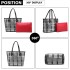 LD6825 - Miss Lulu Check Pattern Reversible 2 Piece Tote and Clutch Bag Set - Silver