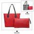 LD6825 - Miss Lulu Check Pattern Reversible 2 Piece Tote and Clutch Bag Set - Silver