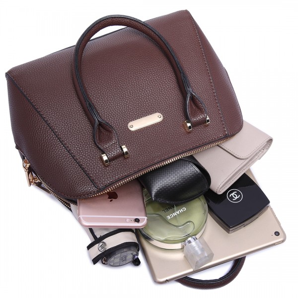 LF1627 - Miss Lulu Faux Leather Two Compartment Shoulder Bag coffee LF1627 - Miss Lulu Faux Leather Two Compartment Shoulder Bag coffee