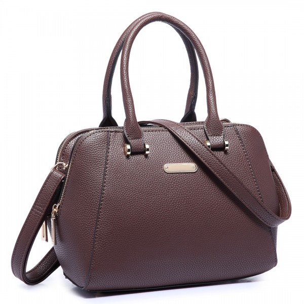 LF1627 - Miss Lulu Faux Leather Two Compartment Shoulder Bag coffee LF1627 - Miss Lulu Faux Leather Two Compartment Shoulder Bag coffee