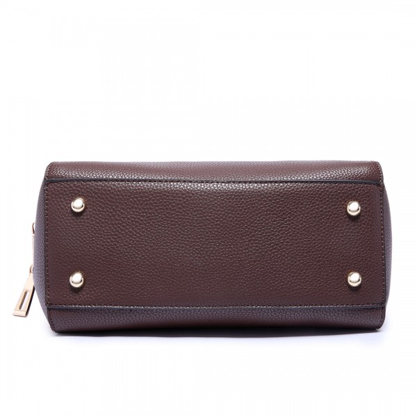 LF1627 - Miss Lulu Faux Leather Two Compartment Shoulder Bag coffee LF1627 - Miss Lulu Faux Leather Two Compartment Shoulder Bag coffee