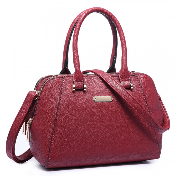 LF1627 - Miss Lulu Faux Leather Two Compartment Shoulder Bag red LF1627 - Miss Lulu Faux Leather Two Compartment Shoulder Bag red