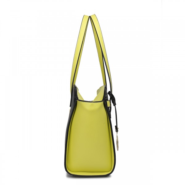 LG1640 - Miss Lulu Leather Look Contrast Winged Shoulder Handbag Yellow