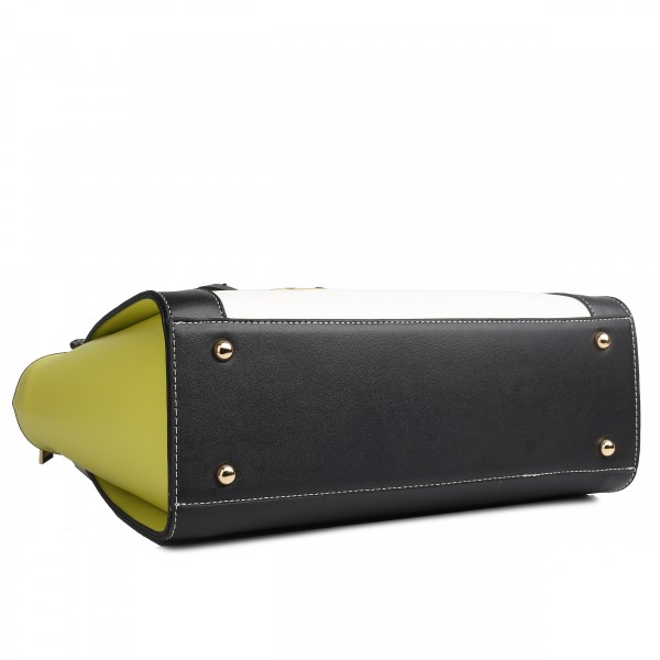 LG1640 - Miss Lulu Leather Look Contrast Winged Shoulder Handbag Yellow