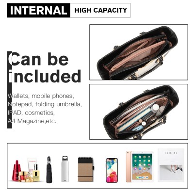 LG1641 - Miss Lulu V-Form Schulterhandtasche in Lederoptik - Schwarz
