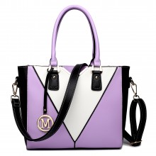 LG1641 - Miss Lulu Sac à Main Épaule en Similicuir Forme V - Violet