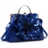 LG1754 BE- Miss Lulu PU Leather Flower Women Large Hobo Handbags Blue