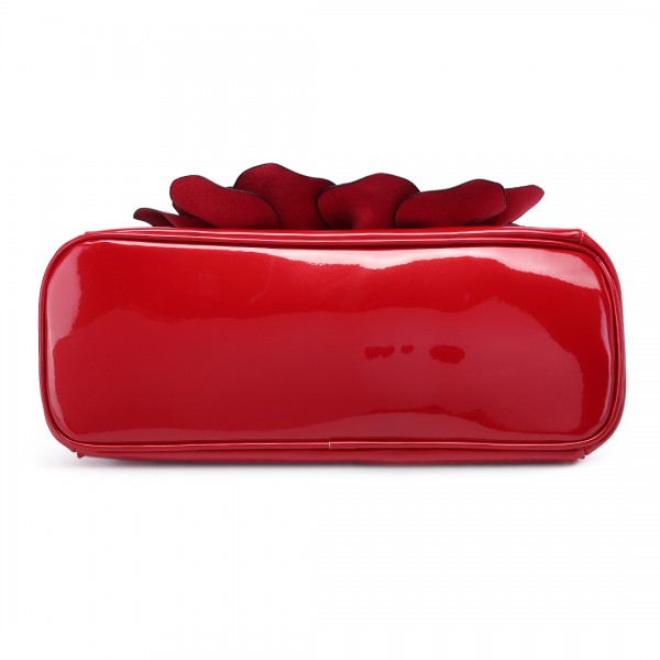 LG1754 BY - Miss Lulu PU Leather Flower Women Large Hobo Handbags Burgundy