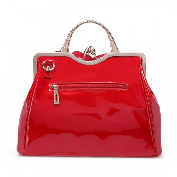 LG1754 BY - Miss Lulu PU Leather Flower Women Large Hobo Handbags Burgundy