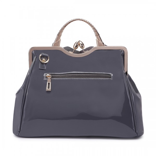 LG1754 GY - Miss Lulu PU Leather Flower Women Large Hobo Handbags Grey