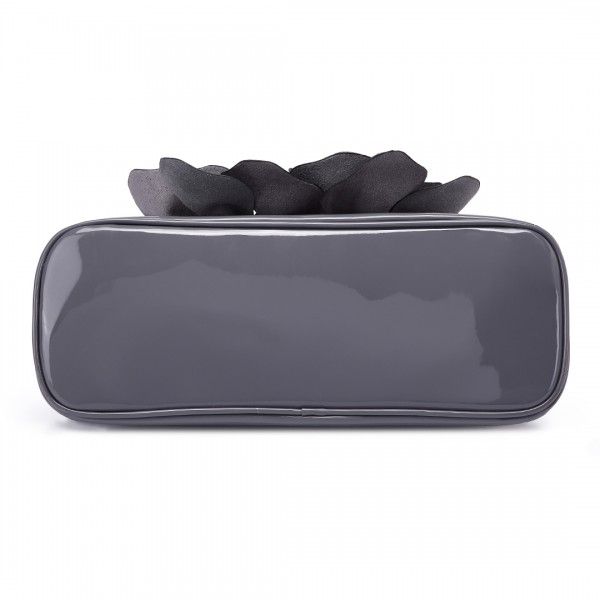 LG1754 GY - Miss Lulu PU Leather Flower Women Large Hobo Handbags Grey