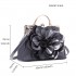 LG1754 GY - Miss Lulu PU Leather Flower Women Large Hobo Handbags Grey
