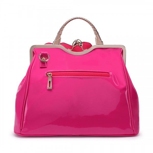 LG1754 PM - Miss Lulu PU Leather Flower Women Large Hobo Handbags Plum