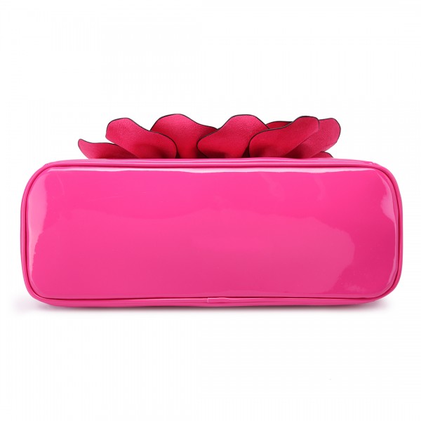 LG1754 PM - Miss Lulu PU Leather Flower Women Large Hobo Handbags Plum