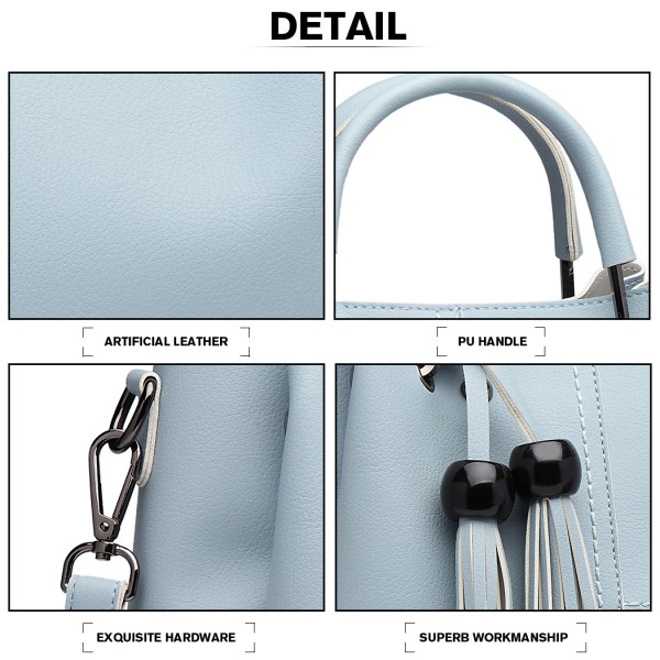 LG1844 - MISS LULU LEATHER LOOK 2 IN 1 BUCKET HANDBAG - BLUE LG1844 - MISS LULU LEATHER LOOK 2 IN 1 BUCKET HANDBAG - BLUE