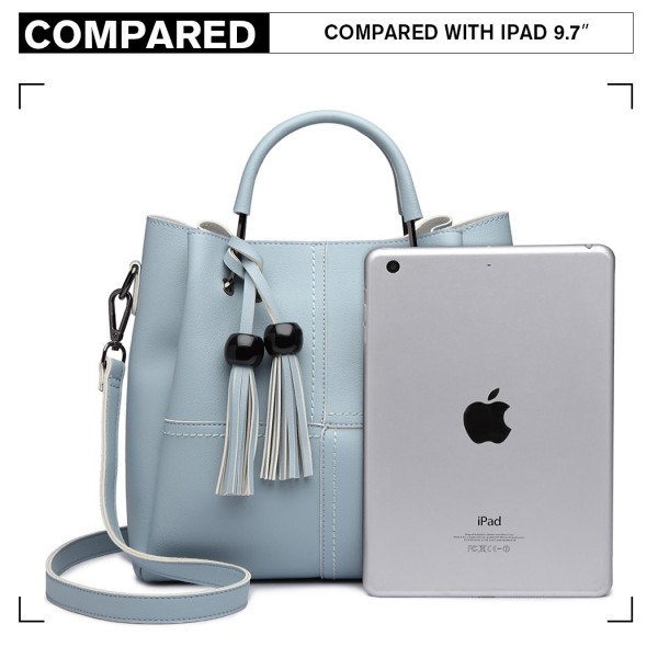 LG1844 - MISS LULU LEATHER LOOK 2 IN 1 BUCKET HANDBAG - BLUE LG1844 - MISS LULU LEATHER LOOK 2 IN 1 BUCKET HANDBAG - BLUE