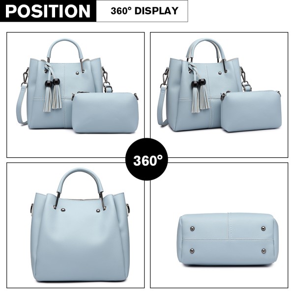 LG1844 - MISS LULU LEATHER LOOK 2 IN 1 BUCKET HANDBAG - BLUE LG1844 - MISS LULU LEATHER LOOK 2 IN 1 BUCKET HANDBAG - BLUE