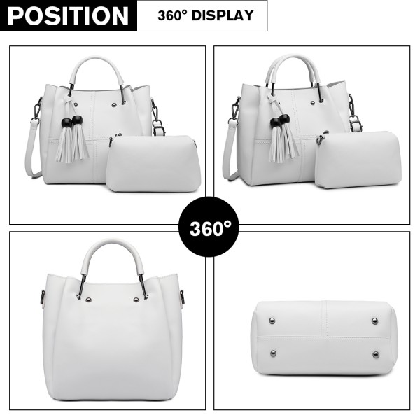 LG1844 - MISS LULU LEATHER LOOK 2 IN 1 BUCKET HANDBAG - BEIGE LG1844 - MISS LULU LEATHER LOOK 2 IN 1 BUCKET HANDBAG - BEIGE