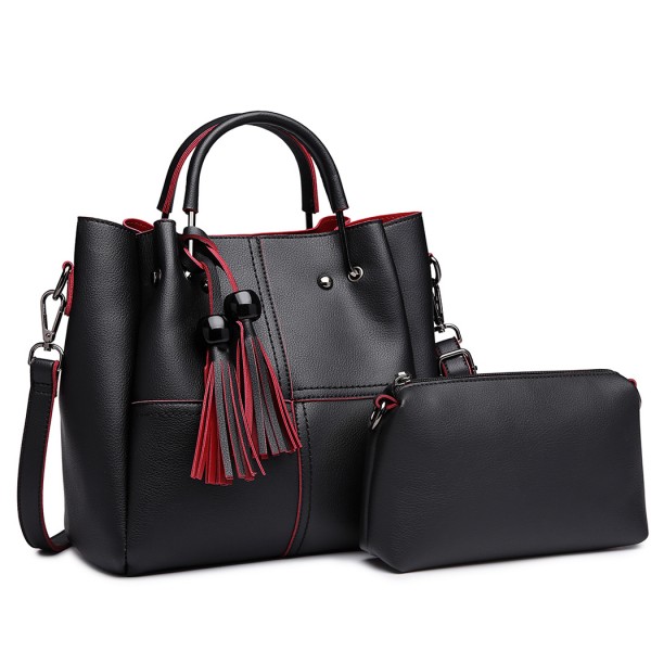 LG1844 - MISS LULU LEATHER LOOK 2 IN 1 BUCKET HANDBAG - BLACK LG1844 - MISS LULU LEATHER LOOK 2 IN 1 BUCKET HANDBAG - BLACK