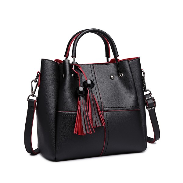 LG1844 - MISS LULU LEATHER LOOK 2 IN 1 BUCKET HANDBAG - BLACK LG1844 - MISS LULU LEATHER LOOK 2 IN 1 BUCKET HANDBAG - BLACK