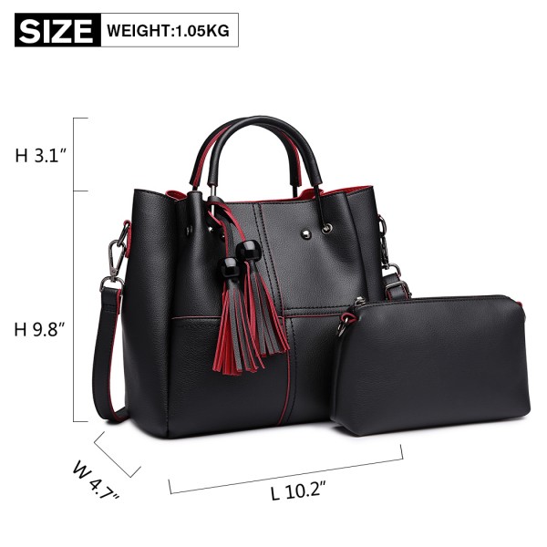 LG1844 - MISS LULU LEATHER LOOK 2 IN 1 BUCKET HANDBAG - BLACK LG1844 - MISS LULU LEATHER LOOK 2 IN 1 BUCKET HANDBAG - BLACK