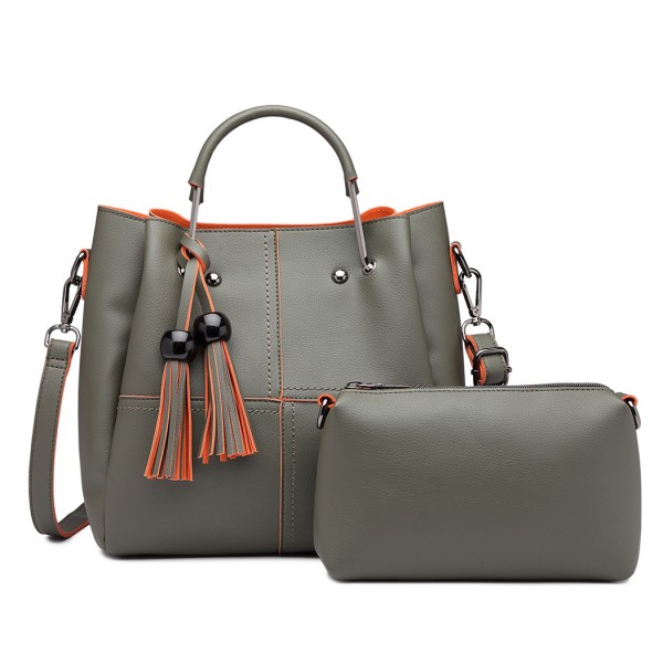 LG1844 - MISS LULU LEATHER LOOK 2 IN 1 BUCKET HANDBAG - GREEN LG1844 - MISS LULU LEATHER LOOK 2 IN 1 BUCKET HANDBAG - GREEN