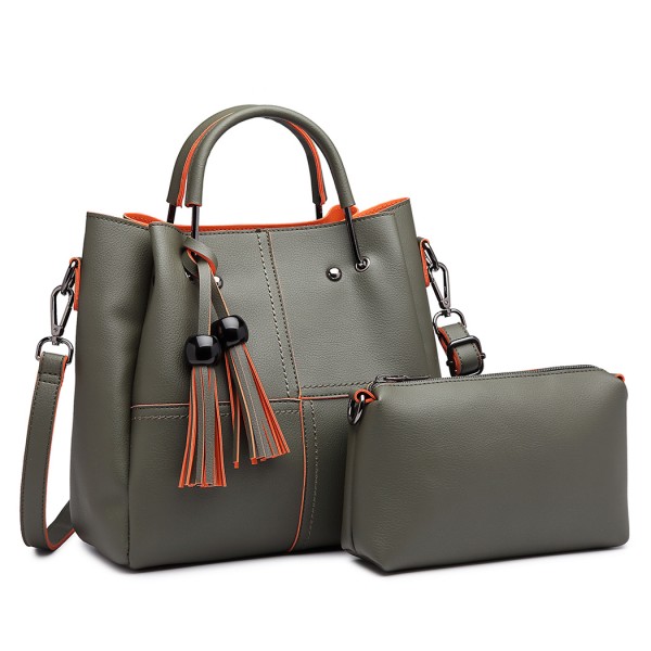 LG1844 - MISS LULU LEATHER LOOK 2 IN 1 BUCKET HANDBAG - GREEN LG1844 - MISS LULU LEATHER LOOK 2 IN 1 BUCKET HANDBAG - GREEN