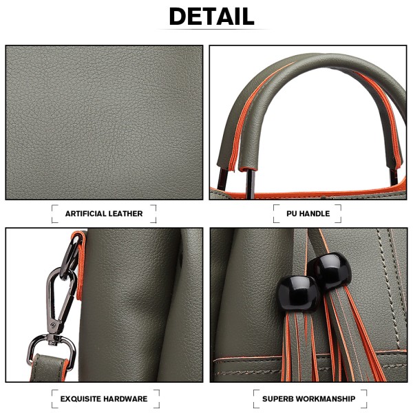 LG1844 - MISS LULU LEATHER LOOK 2 IN 1 BUCKET HANDBAG - GREEN LG1844 - MISS LULU LEATHER LOOK 2 IN 1 BUCKET HANDBAG - GREEN