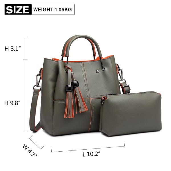 LG1844 - MISS LULU LEATHER LOOK 2 IN 1 BUCKET HANDBAG - GREEN LG1844 - MISS LULU LEATHER LOOK 2 IN 1 BUCKET HANDBAG - GREEN