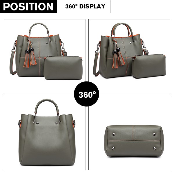 LG1844 - MISS LULU LEATHER LOOK 2 IN 1 BUCKET HANDBAG - GREEN LG1844 - MISS LULU LEATHER LOOK 2 IN 1 BUCKET HANDBAG - GREEN