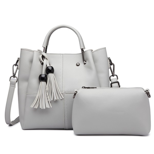 LG1844 - MISS LULU LEATHER LOOK 2 IN 1 BUCKET HANDBAG - GREY LG1844 - MISS LULU LEATHER LOOK 2 IN 1 BUCKET HANDBAG - GREY