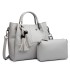 LG1844 - MISS LULU LEATHER LOOK 2 IN 1 BUCKET HANDBAG - GREY LG1844 - MISS LULU LEATHER LOOK 2 IN 1 BUCKET HANDBAG - GREY