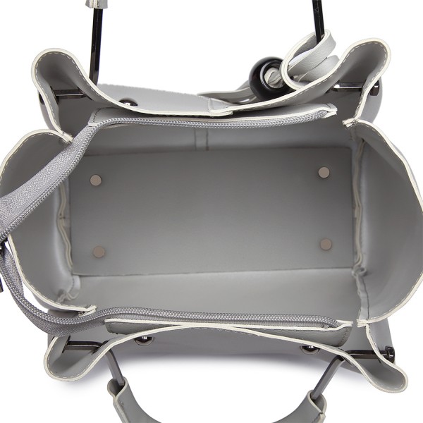 LG1844 - MISS LULU LEATHER LOOK 2 IN 1 BUCKET HANDBAG - GREY LG1844 - MISS LULU LEATHER LOOK 2 IN 1 BUCKET HANDBAG - GREY
