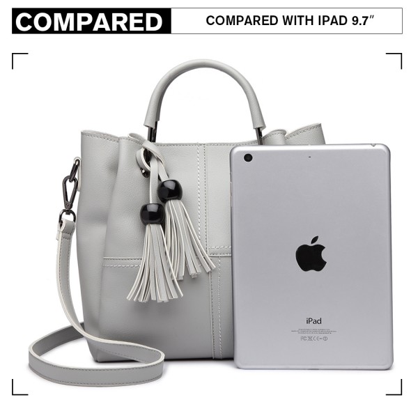 LG1844 - MISS LULU LEATHER LOOK 2 IN 1 BUCKET HANDBAG - GREY LG1844 - MISS LULU LEATHER LOOK 2 IN 1 BUCKET HANDBAG - GREY