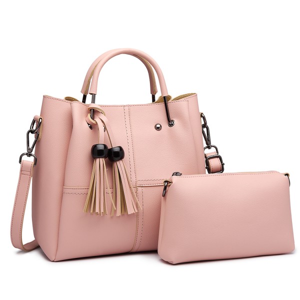 LG1844 - MISS LULU LEATHER LOOK 2 IN 1 BUCKET HANDBAG - PINK LG1844 - MISS LULU LEATHER LOOK 2 IN 1 BUCKET HANDBAG - PINK