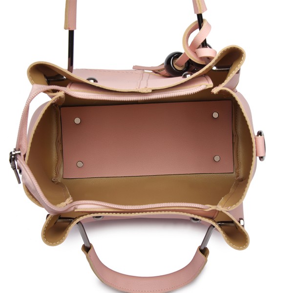 LG1844 - MISS LULU LEATHER LOOK 2 IN 1 BUCKET HANDBAG - PINK LG1844 - MISS LULU LEATHER LOOK 2 IN 1 BUCKET HANDBAG - PINK